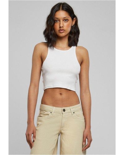 Urban Classics Shirttop Ladies Cropped Rib Top - Weiß