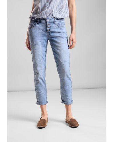 Street One Comfort-fit-Jeans mit Knopfleiste - Blau
