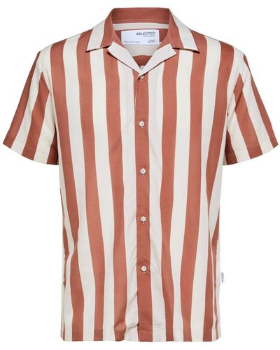 SELECTED Langarmhemd Hemd SLHREG-AIR SHIRT Regular Fit Kurzarm (1-tlg) - Rot