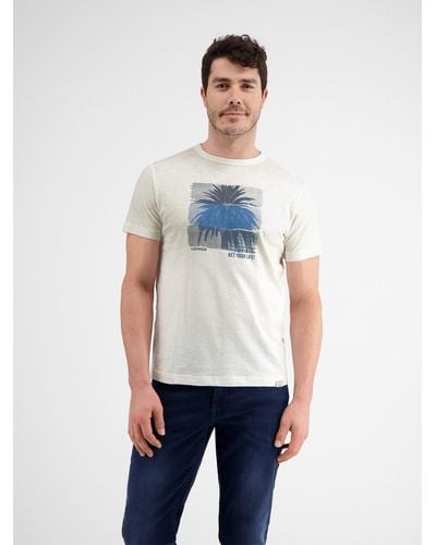 Lerros Rundhals T-Shirt mit Fotoprint - Weiß