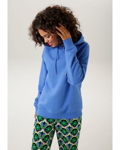 Aniston CASUAL Sweatshirt mit dekorativ besticktem Rücken - Blau