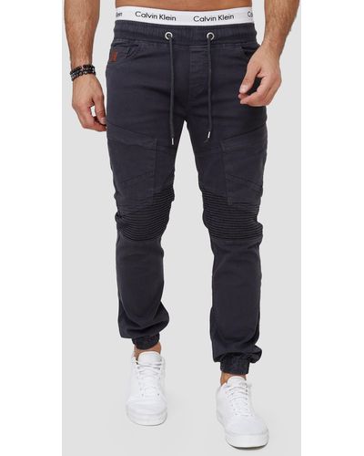 OneRedox Straight-Jeans H-3411 (Chino Cargohose Streetwear, 1-tlg) Freizeit Business Casual - Blau
