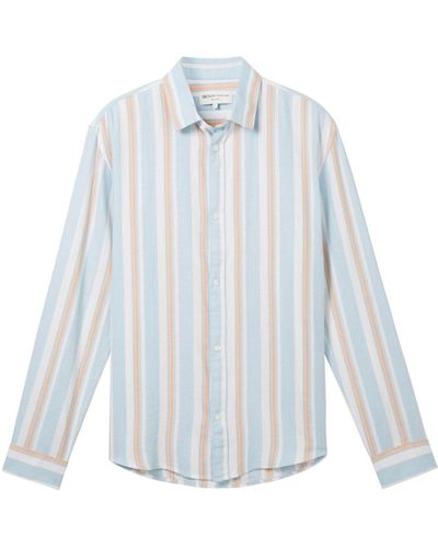 Tom Tailor Langarmhemd relaxed striped twill shirt - Weiß