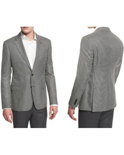 Armani M LINE Houndstooth Wool Anzug Sakko Regular Blazer J - Grau