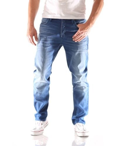 Jack & Jones & -fit- Tim Leon GE929 Indigo Slim Straight Jeans - Blau