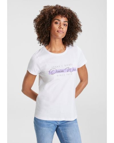 H.i.s. T-Shirt mit zweifarbigem Frontprint - Weiß
