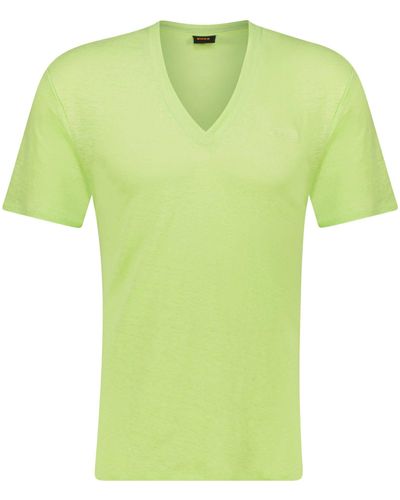 BOSS T-Shirt aus Leinen C_ELA (1-tlg) - Grün
