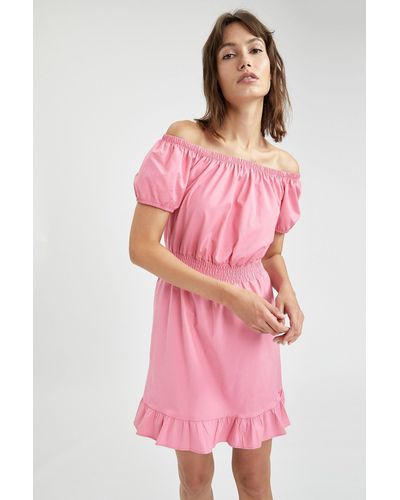 Defacto Sommerkleid Kleid ELASTIC WAIST DRESS - Pink