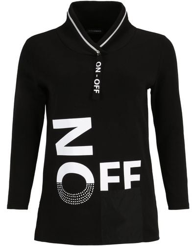 Doris Streich Longshirt Sweatshirt Motivprint und Nylon-Tasche mit modernem Design - Schwarz