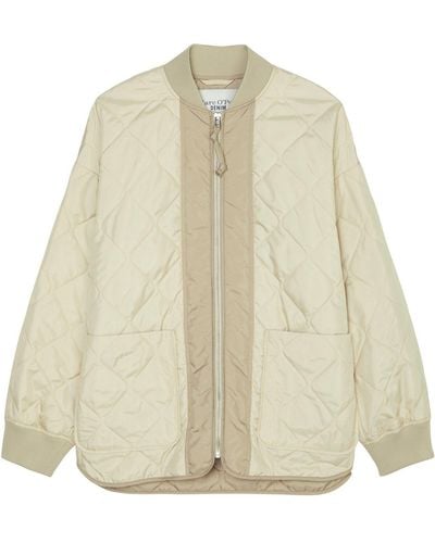 Marc O' Polo Langmantel quilted Jacket, zipper, patch pock - Natur
