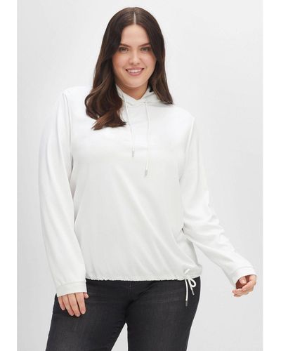 Sheego Kapuzensweatshirt Große Größen pflegeleicht, mit -in-Ton-Stickerei - Weiß