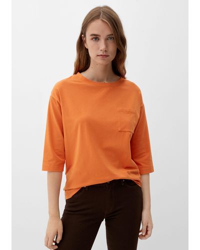 S.oliver 3/4-Arm- T-Shirt mit Brusttasche - Orange