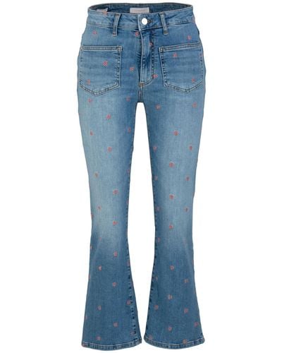 Rich & Royal 5-Pocket-Jeans Kick flare embroidered blue denim - Blau