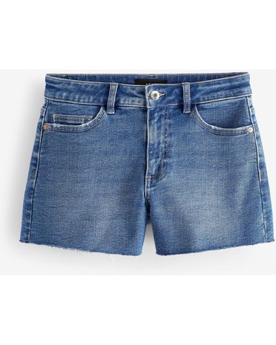 Next Jeansshorts Superweiche Denim-Shorts mit Fransensaum (1-tlg) - Blau