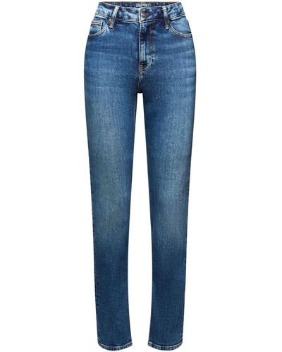 Esprit Slim-fit- Schmal geschnittene Retro-Jeans mit hohem Bund - Blau