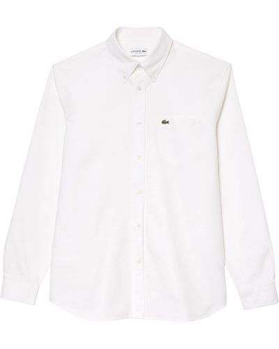 Lacoste Langarmhemd Hemd Regular Fit Langarm (1-tlg) - Weiß