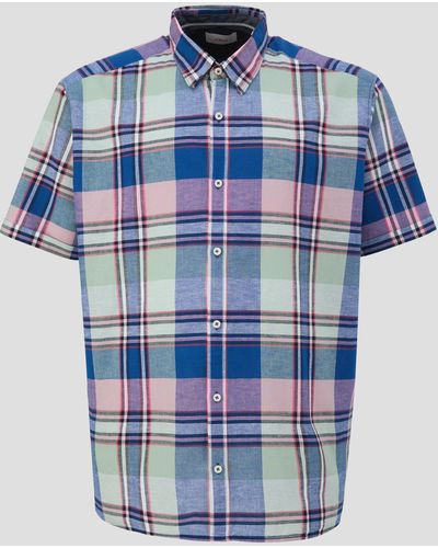 S.oliver Kurzarmhemd Hemd aus Baumwolle - Blau