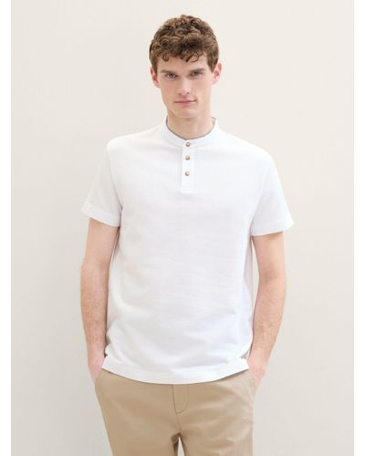Tom Tailor Poloshirt mit Stehkragen - Weiß