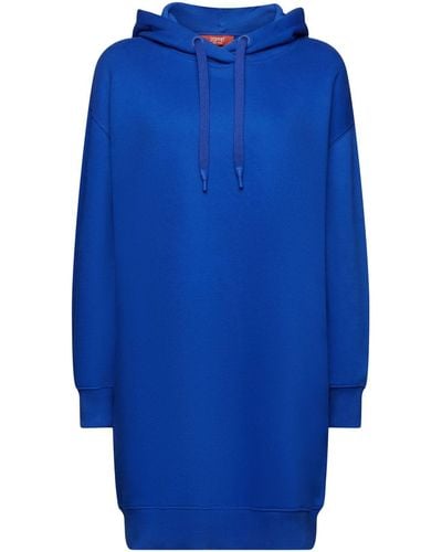 Edc By Esprit Minikleid Sweatkleid mit Kapuze - Blau