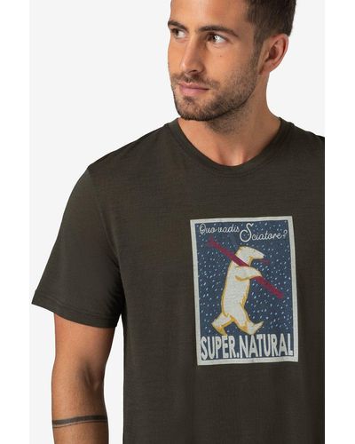 Super.natural Print- T-Shirt M SCIATORE TEE funktioneller Merino-Materialmix - Schwarz