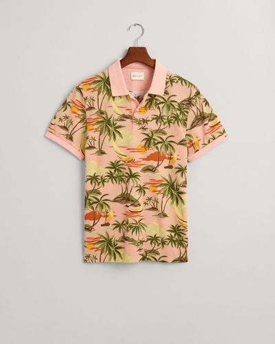 GANT Hawaiian Print Poloshirt - Mettallic