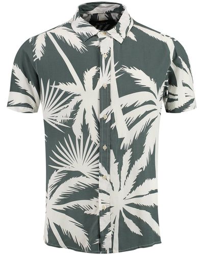 Key Largo Langarmhemd Hemd MSH PALMS Regular Fit Kurzarm (1-tlg) - Grün