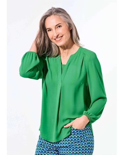 Goldner Bluse mit Tunika Ausschnitt - Grün