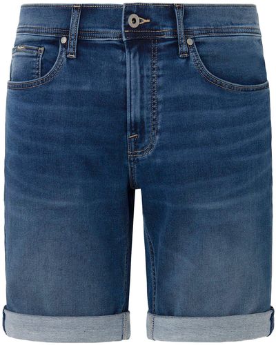 Pepe Jeans Jeansshorts mit umgeschlagenem Bund - Blau