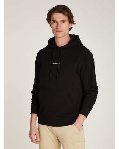 Calvin Klein Kapuzensweatshirt GRID MONOGRAM HOODIE mit Logoschriftzug - Schwarz