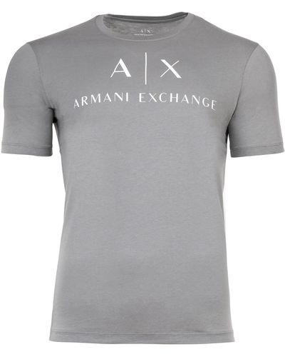 Armani Exchange T-Shirt - Schriftzug, Rundhals, Cotton - Grau