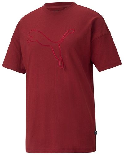 PUMA T-Shirt - Evostripe Tee, Rundhals, Logo - Rot