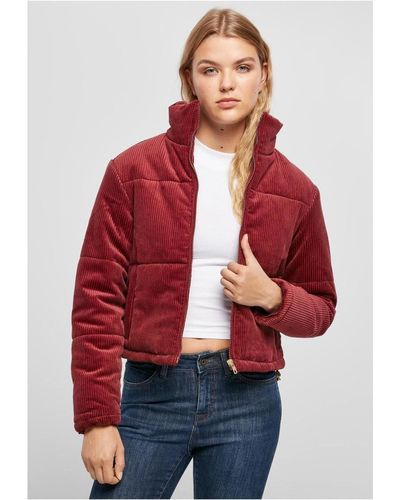 Urban Classics Outdoorjacke Ladies Corduroy Puffer Jacket Cordjacke - Rot