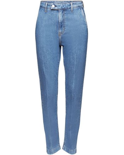 Esprit Regular-fit- Schmal geschnittene Jeans mit hohem Bund - Blau