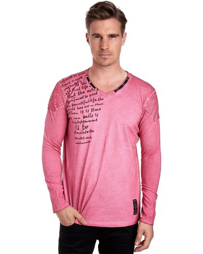 Rusty Neal Langarmshirt in Used-Optik - Pink