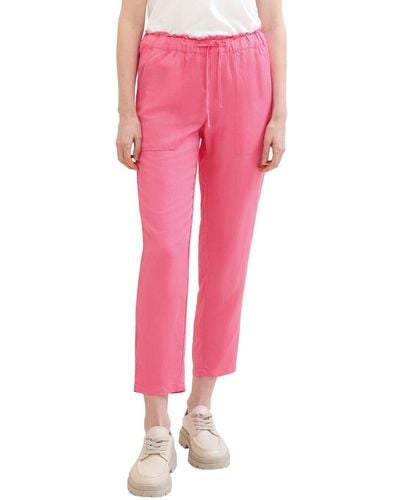 Tom Tailor Stoffhose loose fit linen pants - Pink
