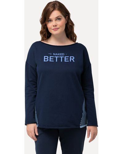 Ulla Popken Sweatshirt Loungewear-Sweater Oversized U-Boot-Ausschnitt - Blau