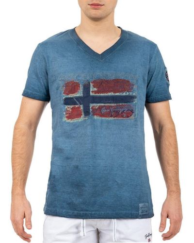 Geo Norway T- Casual Kurzarm Shirt bajoasis Men (1-tlg) im Used Look - Blau