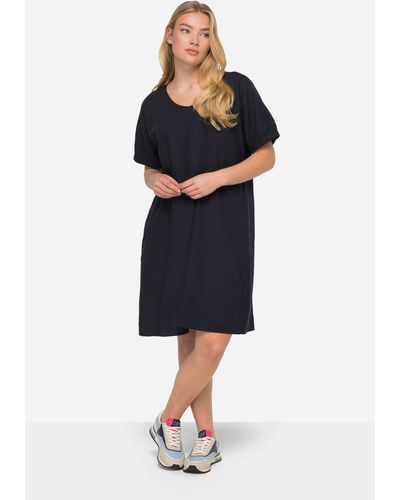 Laurasøn Sommerkleid Leinenmix-Kleid Rundhals - Blau