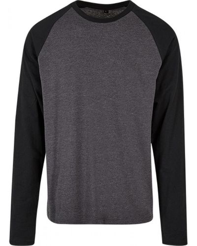 Build Your Brand Langarmshirt Men ́s Contrast Raglan Longsleeve T-Shirt XS bis 5XL - Grau