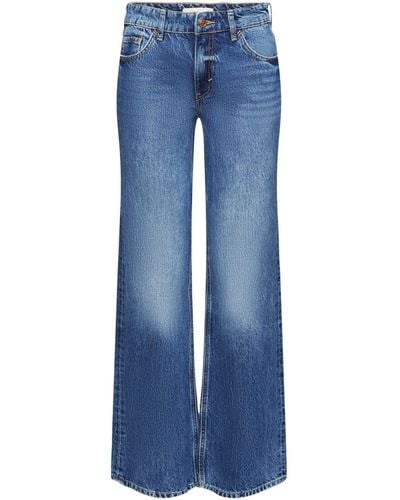Edc By Esprit 7/8-Hose Ausgestellte Retro-Jeans mit mittelhohem Bund - Blau