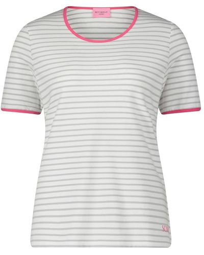 Betty Barclay T- Shirt Kurz 1/2 Arm, White/Grey - Grau