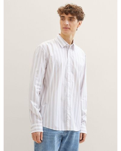 Tom Tailor Langarmhemd Gestreiftes Hemd - Weiß