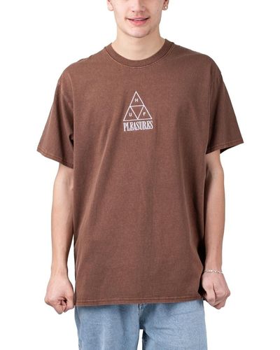 Huf T-Shirt x Pleasures Dyed Short Sleeve Tee - Braun