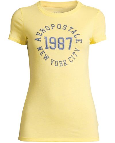 Aéropostale T-Shirt JKI 1987 (1-tlg) Stickerei - Gelb