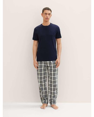 Tom Tailor Schlafhose Pyjamahose mit Karomuster - Grau
