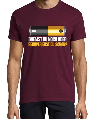 Youth Designz Print- Batterie Bremst T-Shirt mit lustigen Logo - Lila