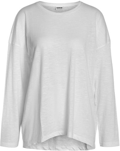 Noisy May T-Shirt NMMATHILDE L/S O-NECK HIGH/LOW TOP - Weiß