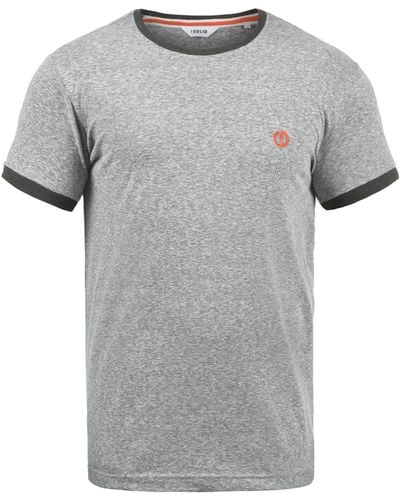 Solid T-Shirt SDBennTee Kurzarmshirt mit farblich abgesetztem Kragen und Ärmelsaum. - Grau