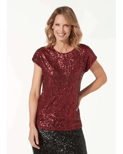 Cable & Gauge T- Elegantes Shirt mit Pailletten - Rot