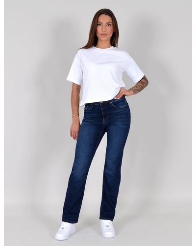 ESRA - G1400 Straight High Waist Stretch Jeans Regular Hose - Blau